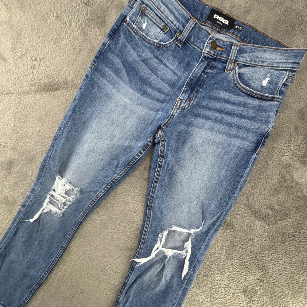 RSQ Super Skinny Jeans Blue Wash Distressed Ripped Denim Size 30x32 Women